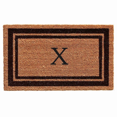 Monogram Door Mat, Natural, Black, 18 in W x 30 in L